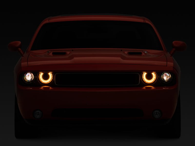 Raxiom - Raxiom 08 - 14 Dodge Challenger Halo Projctr Headlights w/Sequential Turn Signals - Blk Hsng(Clear Lens) - Demon Performance