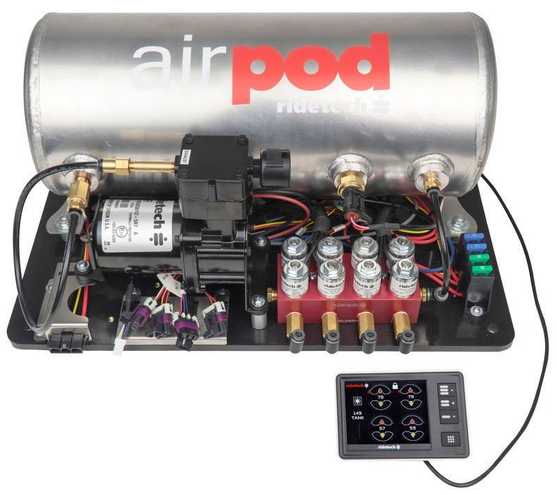Ridetech - Ridetech RidePro E5 Air Ride Suspension Control System 3 Gal Single Compressor AirPod 1/4in Valves - Demon Performance