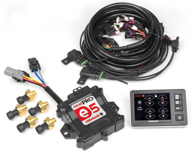 Ridetech - Ridetech RidePro E5 Air Ride Suspension Control System 3 Gallon Single Compressor 1/4in Valves - Demon Performance