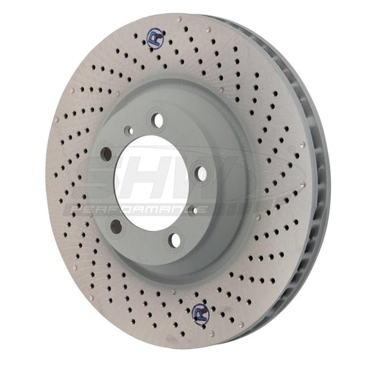 SHW Performance - SHW 07 - 13 Porsche 911 Turbo w/o Ceramic Brakes Right Front Drill - Dimp MB Brake Rotor (99735140601) - Demon Performance