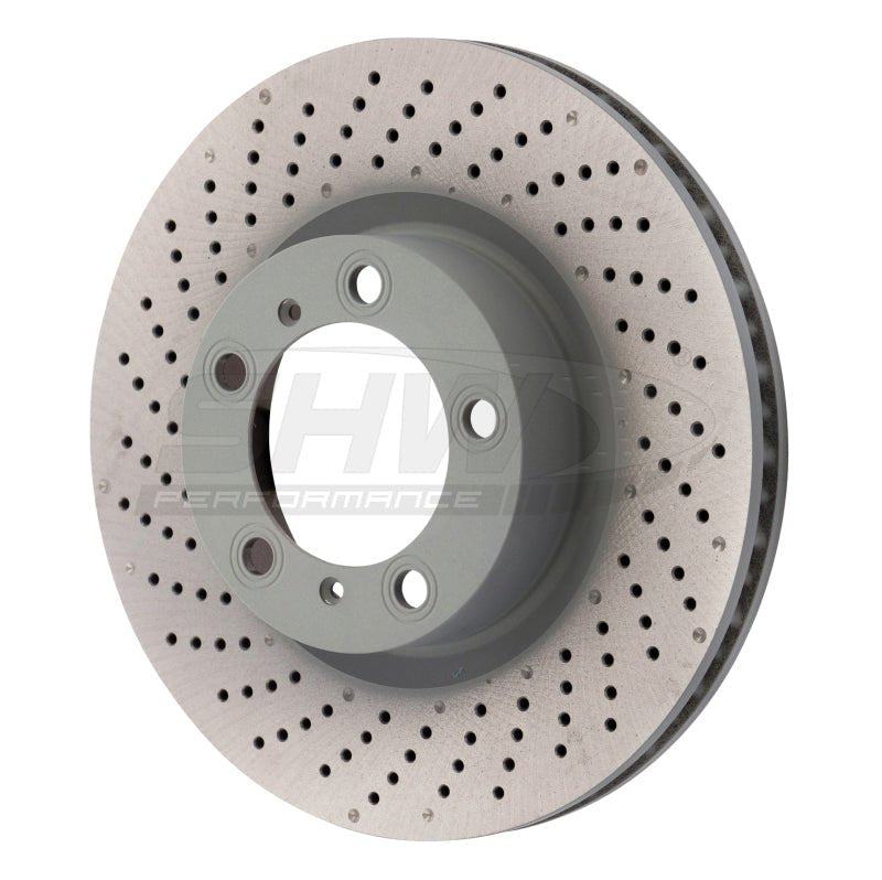 SHW Performance - SHW 09 - 16 Porsche 911 Carrera w/o Ceramic Brake Left Front Drill - Dimp MB Brake Rotor (99735140101) - Demon Performance