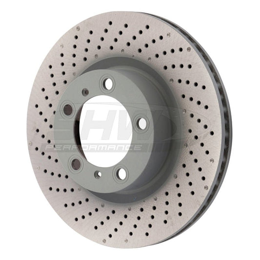 SHW Performance - SHW 09 - 16 Porsche 911 Carrera w/o Ceramic Brake Left Front Drill - Dimp MB Brake Rotor (99735140101) - Demon Performance