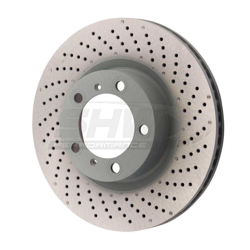 SHW Performance - SHW 09 - 16 Porsche 911 Carrera w/o Ceramic Brakes Right Front Drill - Dimp MB Brake Rotor (99735140201) - Demon Performance