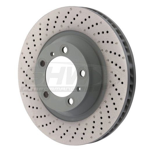 SHW Performance - SHW 15 - 16 Porsche 911 Carrera4 GTS 3.8L w/o Ceramic Brake Left Frt Drill - Dimp MB Rotor (99135140301) - Demon Performance