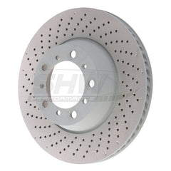 SHW Performance - SHW 17 - 21 Porsche 911 Carrera 3.0L w/o Ceramic Brakes Left Rear Drilled MB Brake Rotor (9P1615601) - Demon Performance
