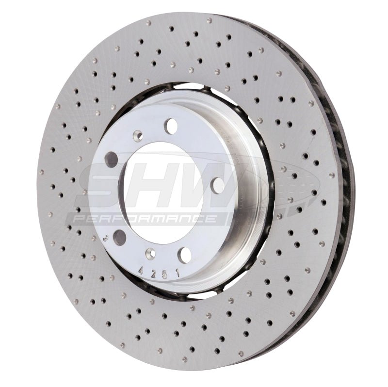 SHW Performance - SHW 18 - 19 Porsche 911 Carrera 4 GTS w/o Ceramic Brake Left Frt Drill - Dimp LW Brake Rotor (9P1615301) - Demon Performance