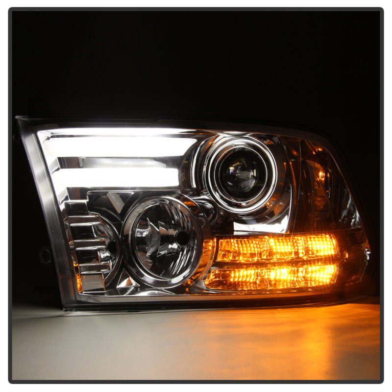 SPYDER - Spyder Dodge Ram 09 - 12 Projector Headlights Light Bar DRL Chrome PRO - YD - DR09 - LBDRL - C - Demon Performance