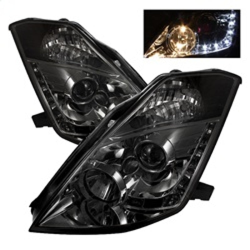 SPYDER - Spyder Nissan 350Z 03 - 05 Projector Headlights Halogen Model Only - DRL Smoke PRO - YD - N350Z02 - DRL - SM - Demon Performance