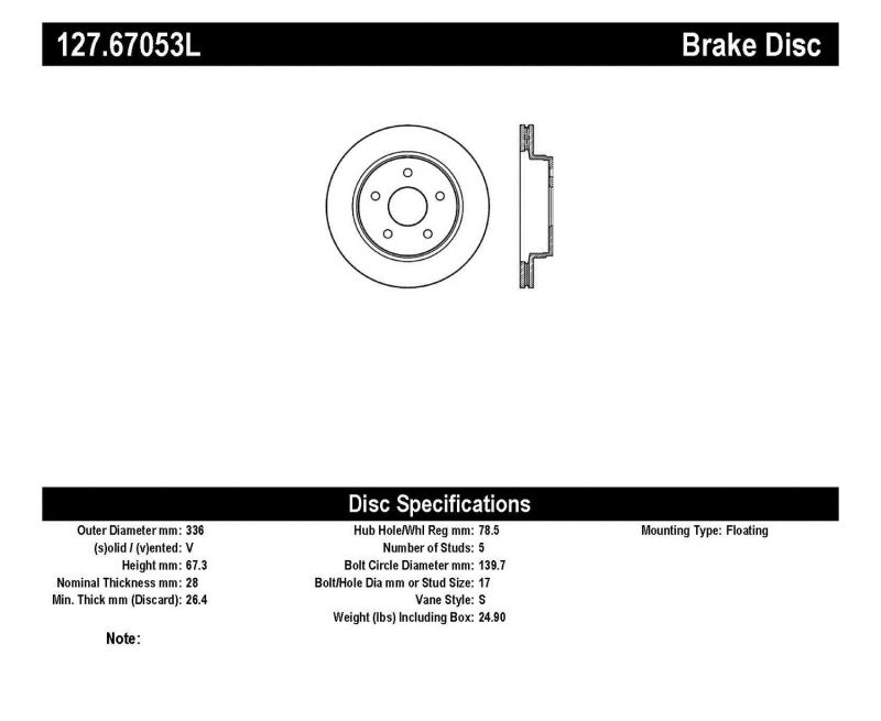 Stoptech - StopTech 04 - 06 Dodge Durango / 02 - 10 Ram 1500 (exc Mega Cab) Front Left Slotted & Drilled Rotor - Demon Performance