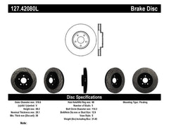 Stoptech - StopTech 06 - 07 350Z / 05 - 07 G35 exp Sport/ 06 - 07 G35X SportStop Slotted & Drilled Front Left Rotor - Demon Performance