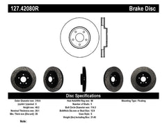 Stoptech - StopTech 06 - 07 350Z / 05 - 07 G35 exp Sport/ 06 - 07 G35X SportStop Slotted & Drilled Front Right Rotor - Demon Performance