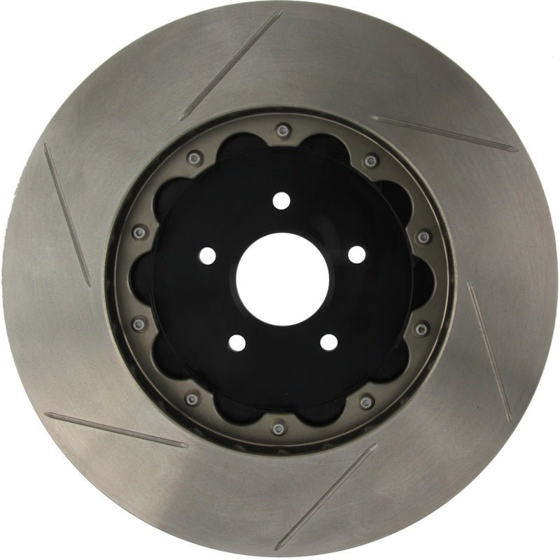 Stoptech - StopTech 09 - 11 Nissan GT - R Front Left Slotted Bare Iron 380x34mm Aero - Rotor Kit - Demon Performance
