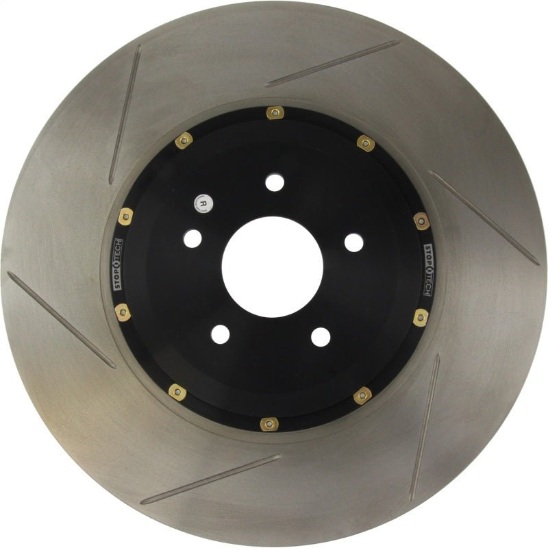 Stoptech - StopTech 09 - 11 Nissan GT - R Front Right Slotted Bare Iron 380x34mm Aero - Rotor Kit - Demon Performance