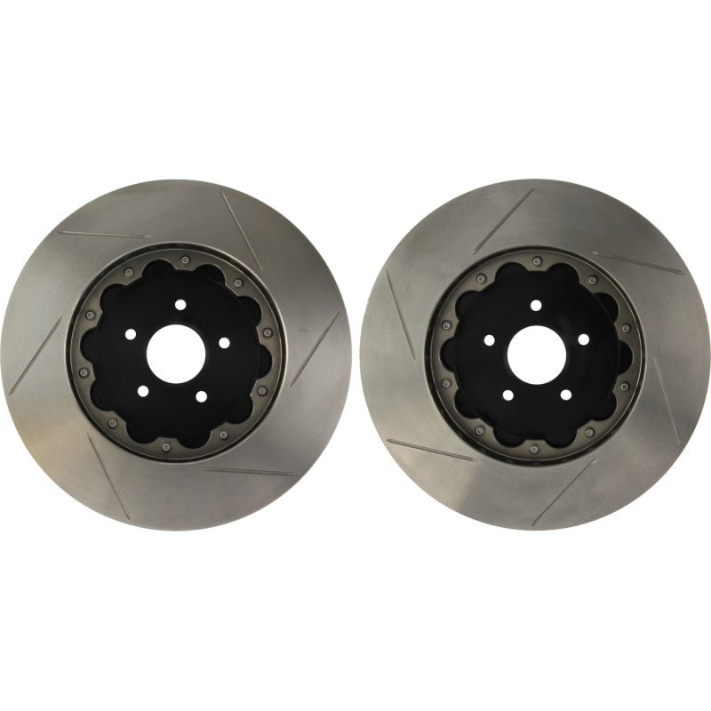 Stoptech - StopTech 09 - 11 Nissan GT - R Front Slotted Bare Iron 380x34mm Aero - Rotor Kit Pair - Demon Performance