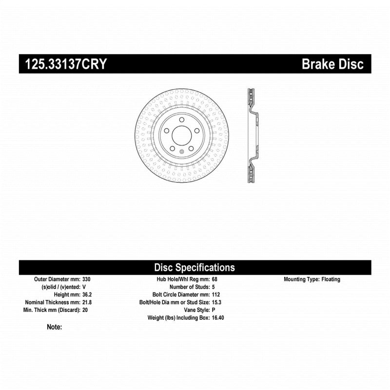 Stoptech - Stoptech 10 - 19 Audi S4 Premium Rear CryoStop Brake Rotor - Demon Performance