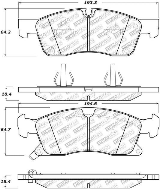 Stoptech - StopTech 11 - 20 Jeep Grand Cherokee Street Select Front Brake Pads - Demon Performance