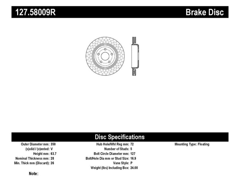 Stoptech - StopTech 12 - 15 Jeep Cherokee SRT8 Sport Slotted & Drilled Rear Passenger Side Rotor - Demon Performance