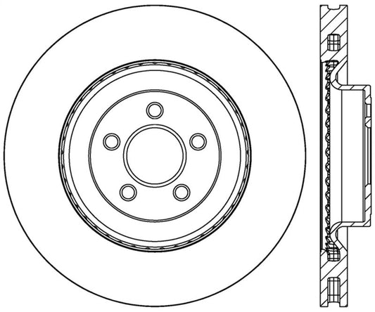 Stoptech - StopTech 2015 Ford Mustang GT w/ Brembo Brakes Left Front Slotted Brake Rotor - Demon Performance