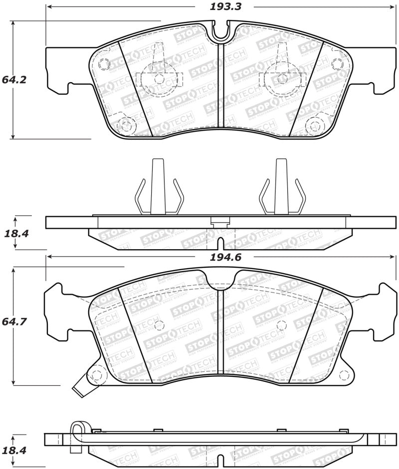 Stoptech - StopTech Performance 11 - 12 Dodge Durango Front Brake Pads - Demon Performance