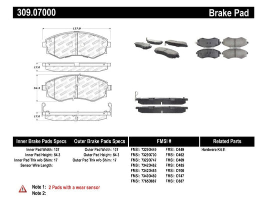 Stoptech - StopTech Performance 89 - 1/94 Nissan 240SX (w/ABS) 92 - 01/05 - 06 Hundai Elantra Front Brake Pads - Demon Performance