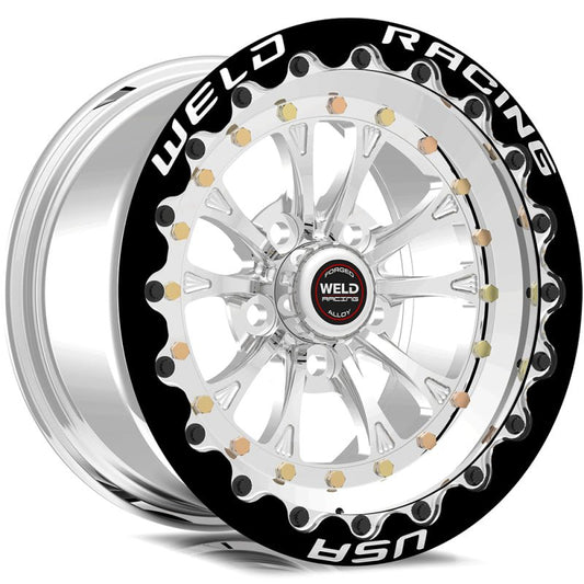 Weld - Weld Vitesse 15x10 / 5x120mm BP / 7.5in. BS Polished Wheel - Black Single Beadlock MT - Demon Performance