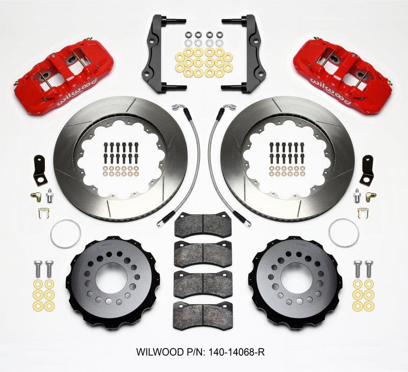 Wilwood - Wilwood AERO4 Rear Kit 14.25in Red 2014 - Up Challenger w/Lines - Demon Performance