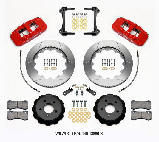 Wilwood - Wilwood AERO6 Front Hat Kit 14.00 Red 2015 - Up Mustang w/Lines - Demon Performance