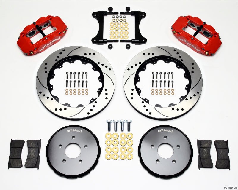 Wilwood - Wilwood Narrow Superlite 6R Front Hat Kit 14.00in Drill Red Nissan 370Z/Fiti G37 - Demon Performance